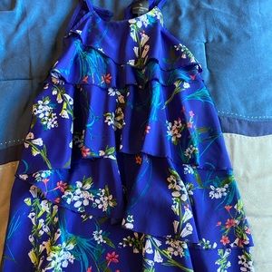 Blue ruffle top with thin straps